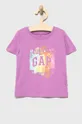 vijolična Otroški bombažen t-shirt GAP Dekliški