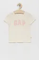 бежевий GAP дитяча бавовняна футболка Для дівчаток