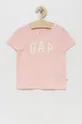 różowy GAP t-shirt bawełniany dziecięcy Dziewczęcy