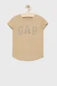 коричневий GAP дитяча бавовняна футболка Для дівчаток