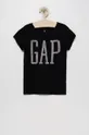 μαύρο Παιδικό βαμβακερό μπλουζάκι GAP Για κορίτσια