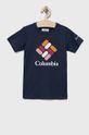 granatowy Columbia t-shirt bawełniany dziecięcy Dziewczęcy