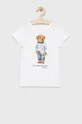 bijela Dječja pamučna majica kratkih rukava Polo Ralph Lauren Za djevojčice