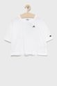 biały Champion t-shirt bawełniany dziecięcy 404337 Dziewczęcy