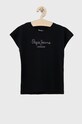 Pepe Jeans t-shirt bawełniany dziecięcy aplikacja czarny PG502460.999