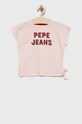 Pepe Jeans tricou de bumbac pentru copii imprimeu roz PG502851.315