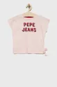 рожевий Дитяча бавовняна футболка Pepe Jeans Для дівчаток