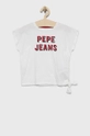 белый Детская хлопковая футболка Pepe Jeans Для девочек