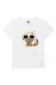 biały Karl Lagerfeld t-shirt dziecięcy Z15358.156.162 Dziewczęcy