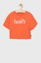 portocaliu Levi's tricou de bumbac pentru copii De fete