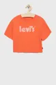 оранжевый Детская хлопковая футболка Levi's Для девочек