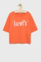 narančasta Dječja pamučna majica kratkih rukava Levi's Za djevojčice