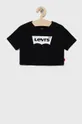 μαύρο Παιδικό βαμβακερό μπλουζάκι Levi's Για κορίτσια