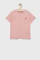 ružová Detské bavlnené tričko Tommy Hilfiger Dievčenský