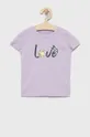 fioletowy Tom Tailor t-shirt bawełniany dziecięcy Dziewczęcy
