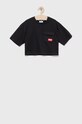 Fila tricou de bumbac pentru copii uni negru FAT0013