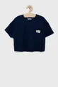 granatowy Fila t-shirt bawełniany dziecięcy Dziewczęcy