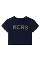 mornarsko modra Otroška bombažna kratka majica Michael Kors Dekliški