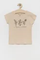 beżowy Birba&Trybeyond t-shirt bawełniany dziecięcy Dziewczęcy