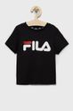 czarny Fila t-shirt bawełniany dziecięcy Dziecięcy