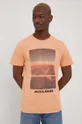 Βαμβακερό μπλουζάκι Jack & Jones πορτοκαλί