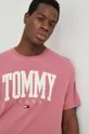 różowy Tommy Jeans T-shirt bawełniany DM0DM12550.PPYY