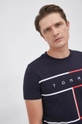 tmavomodrá Bavlnené tričko Tommy Hilfiger