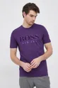 fialová Bavlnené tričko Boss Athleisure