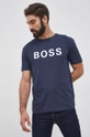 granatowy Boss T-shirt bawełniany Athleisure 50463578