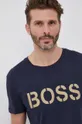 tmavomodrá Bavlnené tričko Boss Pánsky