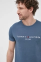 niebieski Tommy Hilfiger T-shirt bawełniany