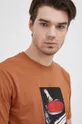 Hugo T-shirt bawełniany 50463343 brązowy