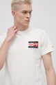 Pamučna majica Tommy Jeans bež DM0DM12416.PPYY