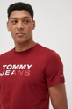 μπορντό Βαμβακερό μπλουζάκι Tommy Jeans