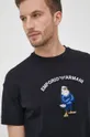 tmavomodrá Bavlnené tričko Emporio Armani