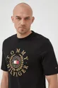 μαύρο Βαμβακερό μπλουζάκι Tommy Hilfiger Icon