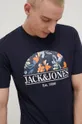 Pamučna majica Jack & Jones mornarsko plava