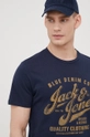 granatowy Premium by Jack&Jones t-shirt bawełniany Męski