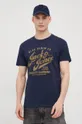 Βαμβακερό μπλουζάκι Premium by Jack&Jones σκούρο μπλε