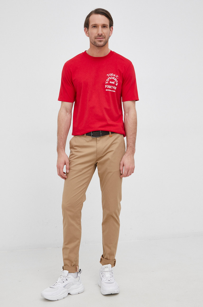 Scotch & Soda T-shirt bawełniany czerwony