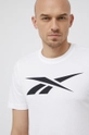 bela Bombažen t-shirt Reebok Moški