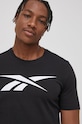 Bavlněné tričko Reebok kulatý černá HD4000