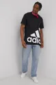 Βαμβακερό μπλουζάκι adidas μαύρο