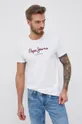 λευκό Βαμβακερό μπλουζάκι Pepe Jeans EGGO N