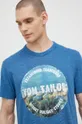 голубой Хлопковая футболка Tom Tailor