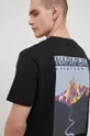 μαύρο Βαμβακερό μπλουζάκι Napapijri Ανδρικά