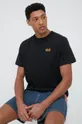 czarny Jack Wolfskin t-shirt bawełniany Męski