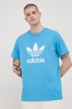 mořská Bavlněné tričko adidas Originals Adicolor HE9513 Pánský