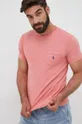 Μπλουζάκι με λινό μείγμα Polo Ralph Lauren ροζ