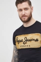 μαύρο Βαμβακερό μπλουζάκι Pepe Jeans Charing N